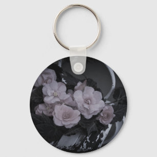 Pink Begonias Resting On Bench Key Ring