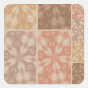 Pink Beige Brown Pattern Square Sticker