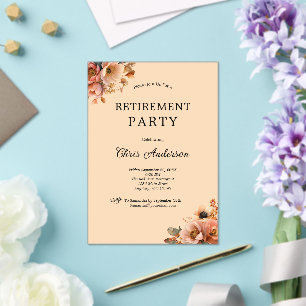 Pink Beige Floral Elegant Modern Retirement Party Acrylic Invitations