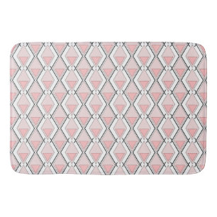 Pink beige geometric pattern bath mat