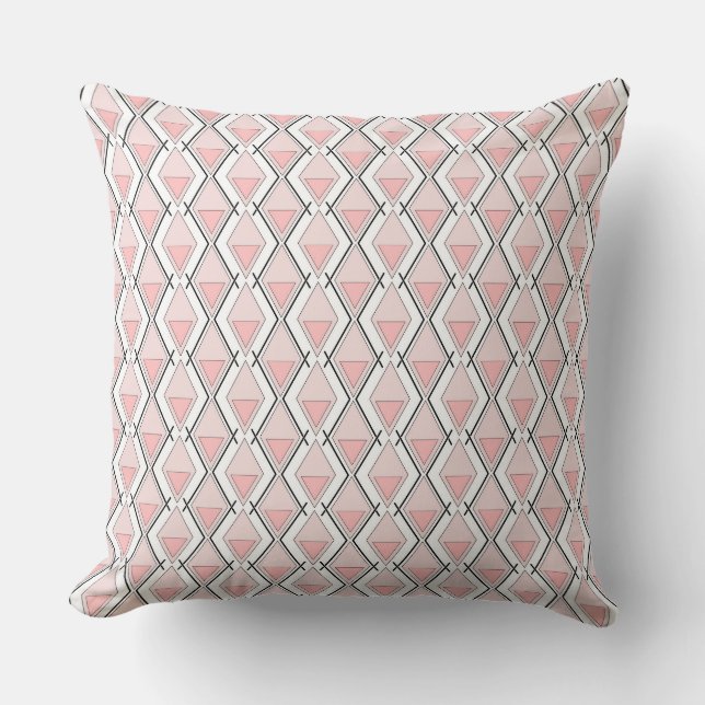Pink beige geometric pattern cushion (Front)