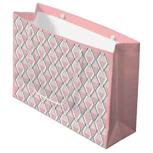 Pink beige geometric pattern large gift bag