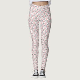 Pink beige geometric pattern leggings