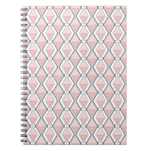 Pink beige geometric pattern notebook