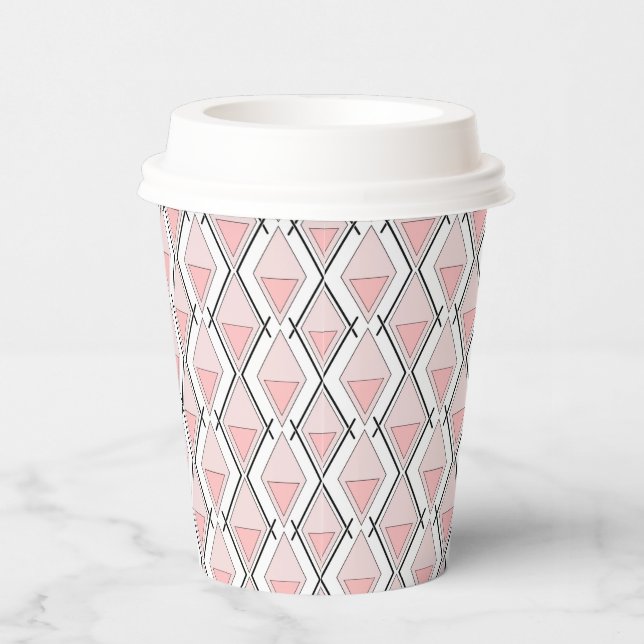 Pink beige geometric pattern paper cups (Right)