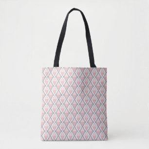 Pink beige geometric pattern tote bag