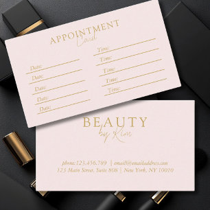 Pink & Beige-Gold, Minimal Elegant, Salon Appointment Card