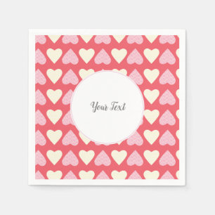 Pink Beige Hearts Pattern Valentines Day Party Napkin