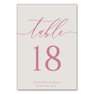 Pink Beige Modern Wedding Simple Elegant Seating Table Number