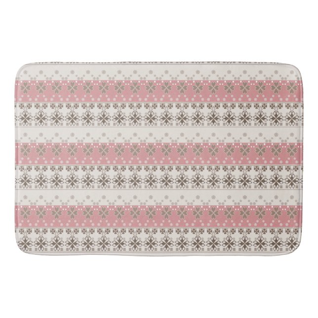 Pink beige ornament bath mat (Front)