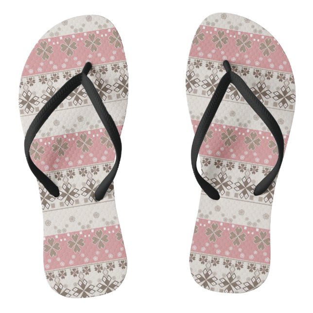 Pink beige ornament flip flops (Footbed)