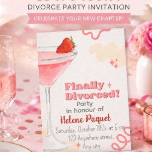 Pink Beige Watercolor Finally Divorced Party Invitation
