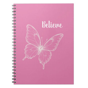 Pink Believe Butterfly Notebook