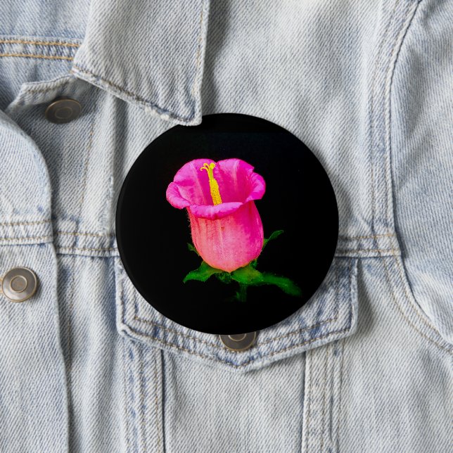 Pink Bellflower Black ALL SIZES 10 Cm Round Badge (In Situ)