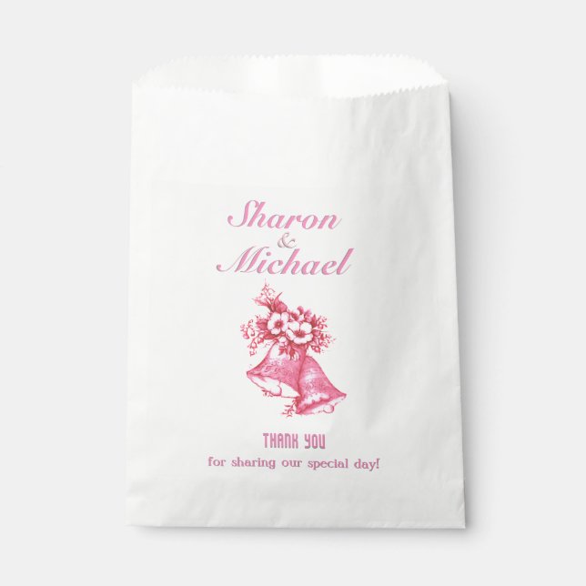 Pink Bells Wedding Favour Bags (Front)