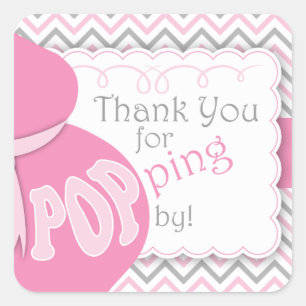 Pink Belly Bump Baby Shower Favour Stickers