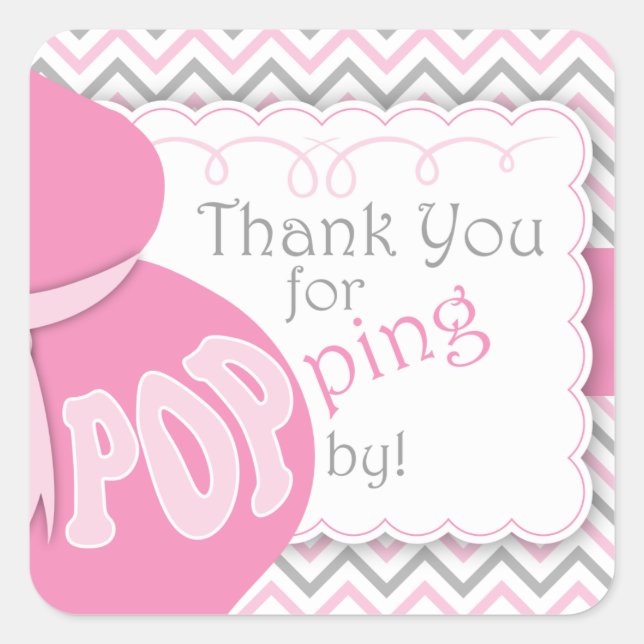 Pink Belly Bump Baby Shower Favour Stickers (Front)