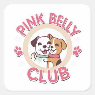 Pink Belly Club Duo Sticker Square Label