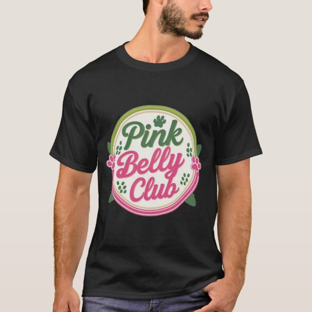 Pink Belly Club Logo Basic Dark T-Shirt (Front)