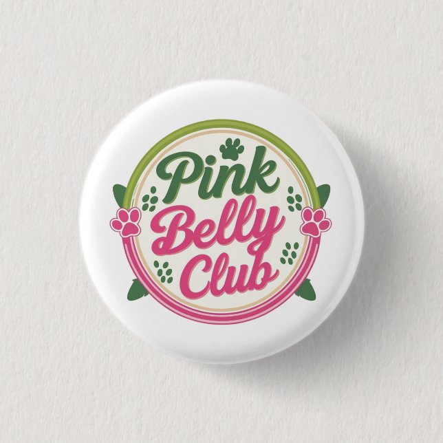 Pink Belly Club Logo Button Pin (Front)