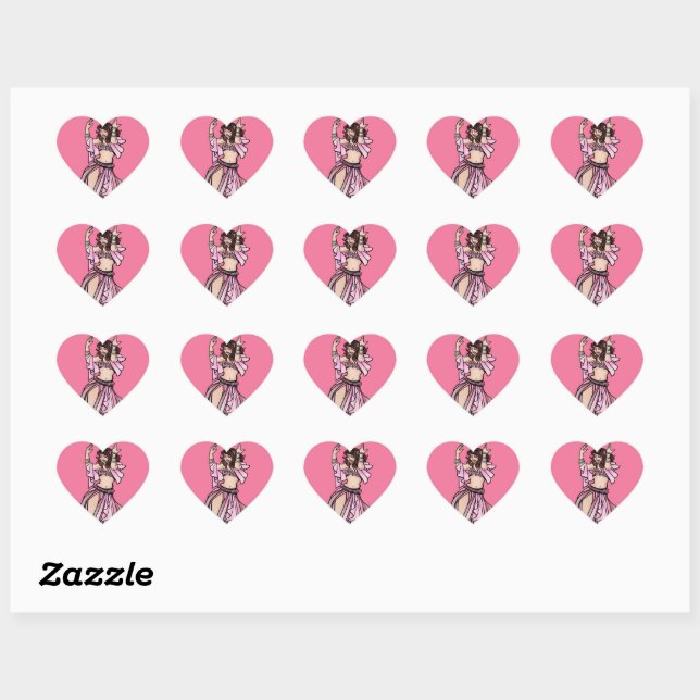 Pink Belly Dancer Valentine's Day Heart Heart Sticker (Sheet)