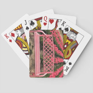 Pink Bench with Pink Tulips Playing Cards