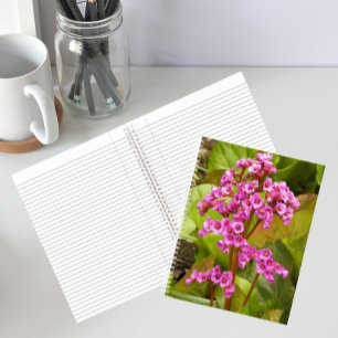 Pink Bergenia Flowers Floral Notebook