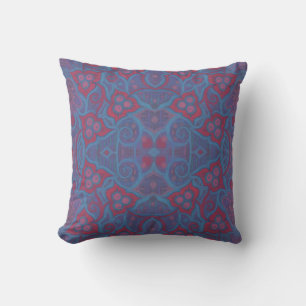 Pink berries, bohemian style floral pattern cushion