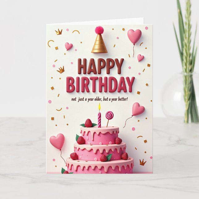 Pink Berry Birthday Card (Front)