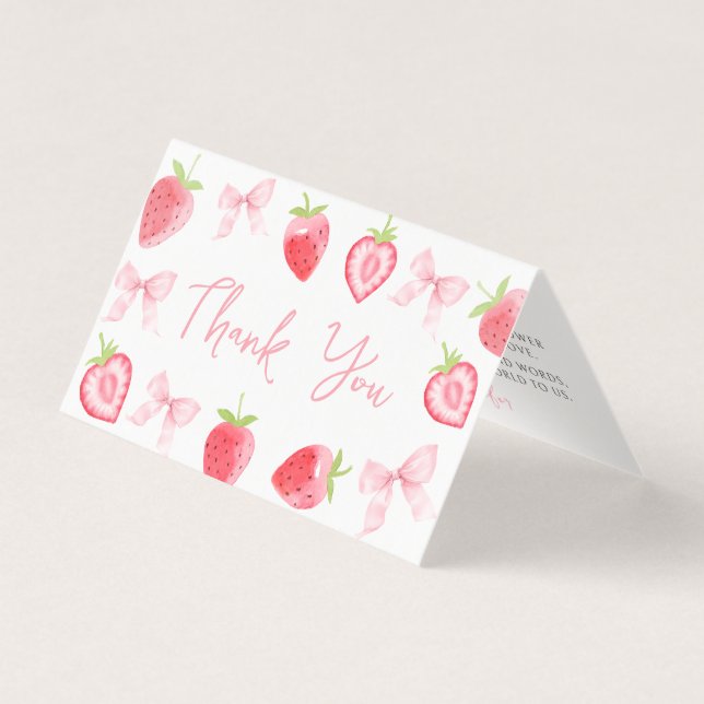 Pink Berry Sweet Baby Shower Foldable Thank You (Front)