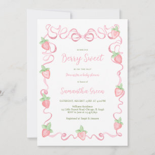 Pink Berry Sweet Baby Shower Invitation