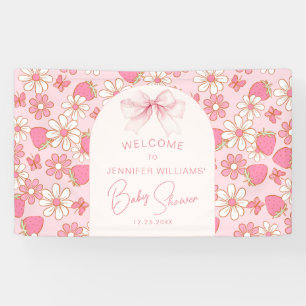 Pink Berry Sweet Bow Baby Shower Welcome Banner