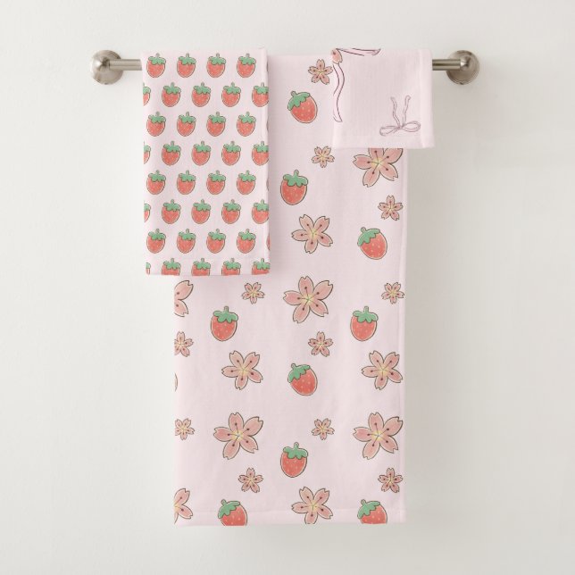  Pink Berry Sweet Girl Bath Towel Set (Insitu)