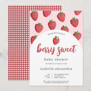 Pink Berry Sweet Strawberry Baby Shower Invitation