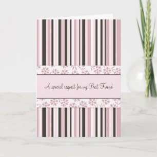 Pink Best Friend Matron of Honour Invitation Card