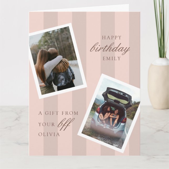 Pink Best Friends Photo Happy Birthday Card (Front)