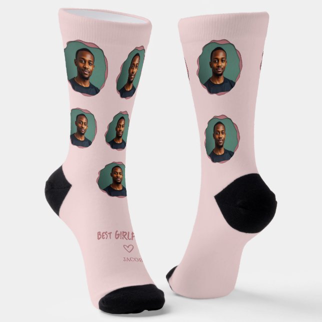 Pink Best Girlfriend Photo Socks (Angled)