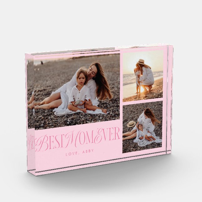 Pink Best Mum Ever Collage Photo Block (Left)