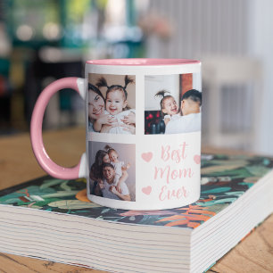 Pink Best Mum Ever Personalised Photo Mug