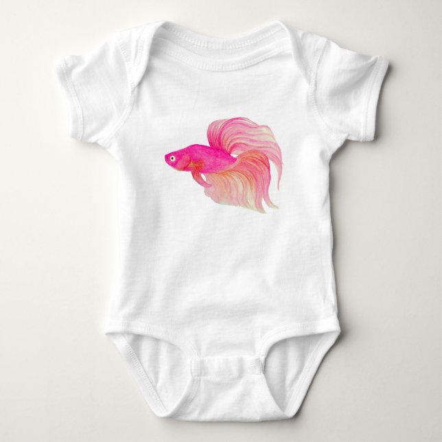 Pink Betta Fish Baby Bodysuit (Front)