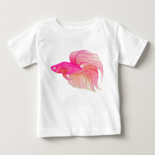 Pink Betta Fish Baby T-Shirt (Front)