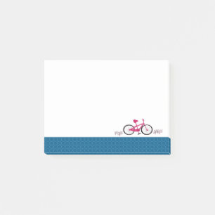 Pink Bicycle Blue Patterned Border Post-it Notes