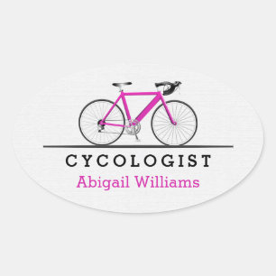pink bicycle Cycologist Oval Sticker