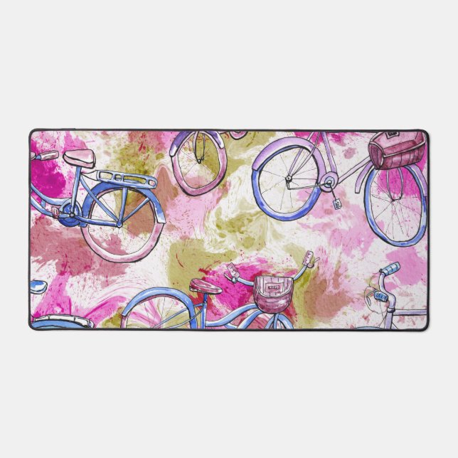 Pink Bicycle Desk Mat  (Front)