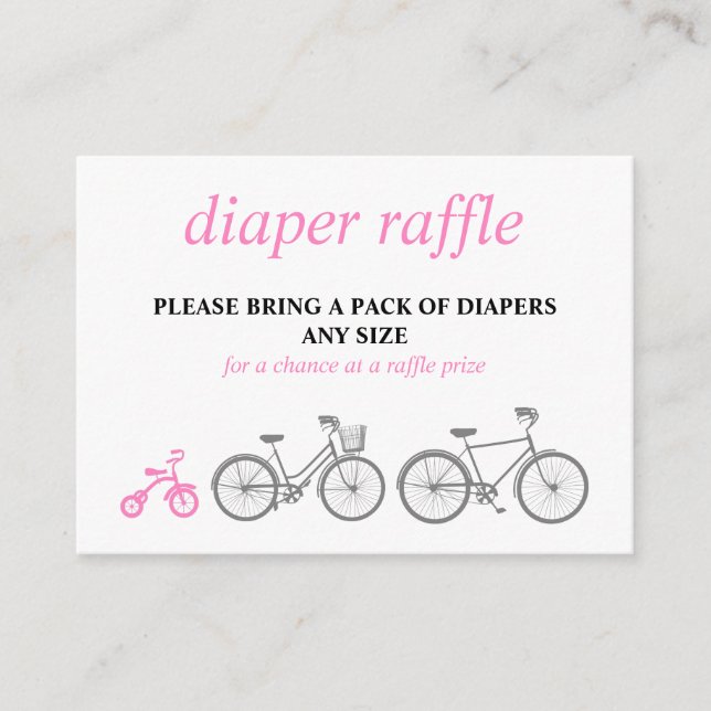 Pink Bicycle Diaper Raffle Enclosure Card (Front)