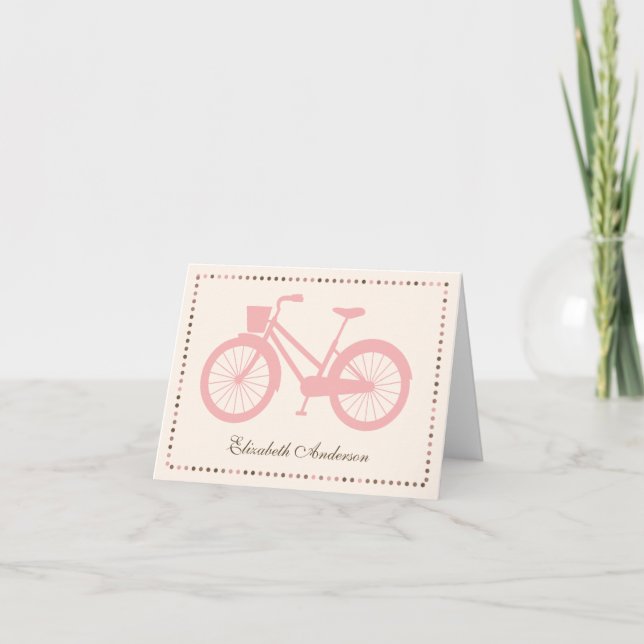 Pink Bicycle Folded Note Cards (Front)