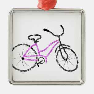Pink Bicycle Metal Tree Decoration