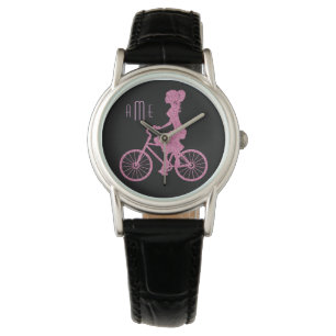 Pink Bicycle on Black Monogram Watch