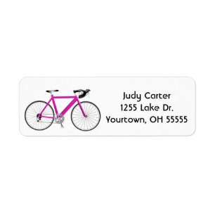 pink bicycle on white label