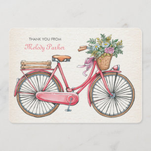 Pink Bicycle Personalised Notecard